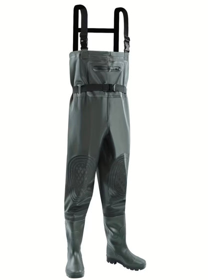 *green waterproof waders* (also called bib waders).