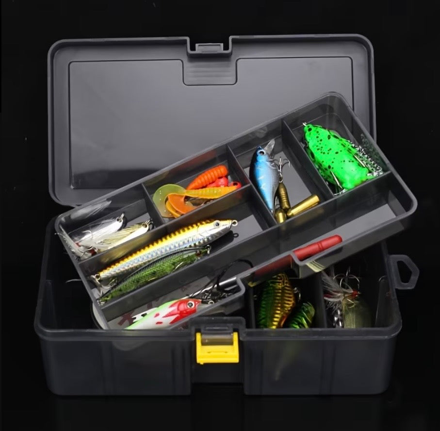 Plastic Storage Box with Adjustable Dividers"*, often marketed specifically as a *fishing tackle box* or *tackle organizer*.