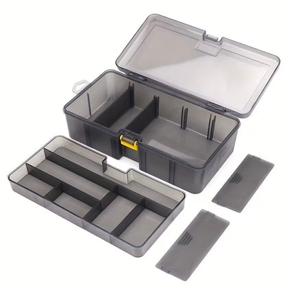Plastic Storage Box with Adjustable Dividers"*, often marketed specifically as a *fishing tackle box* or *tackle organizer*.