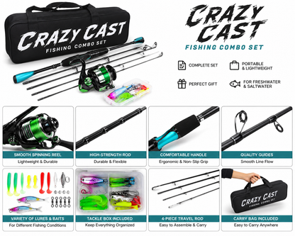 🎣 Crazy Cast Fishing Combo Set – The Ultimate Braai-to-Bank Kit! 🐟