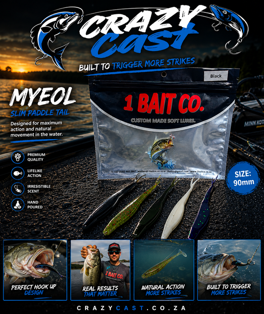 Crazy Cast MYEOL Slim Paddle Tail Soft Plastic Lure – Small 10cm | 1 Bait Co.