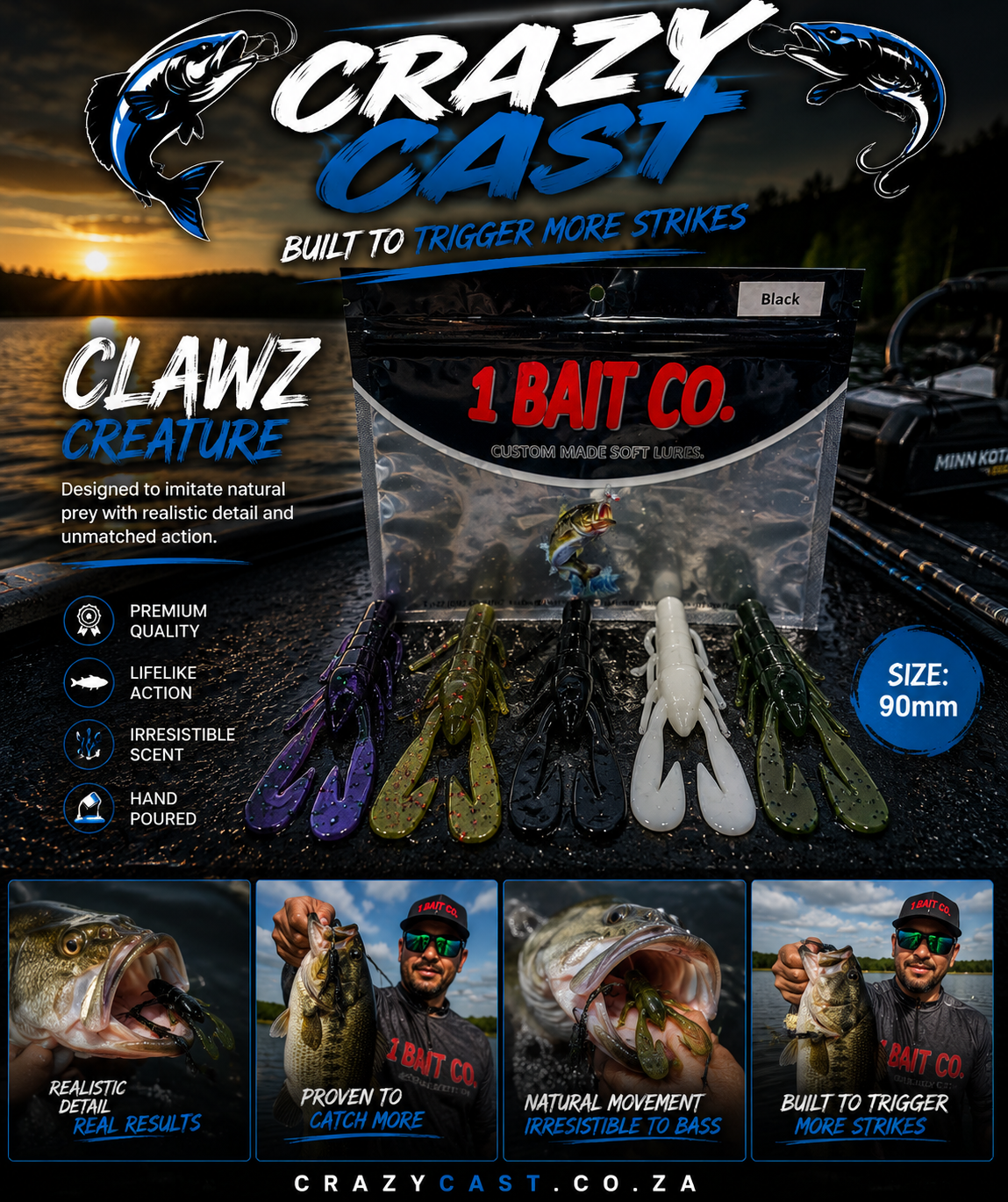 Clawz Creature 90mm | Hand-Poured Soft Bait – 1 Bait Co.