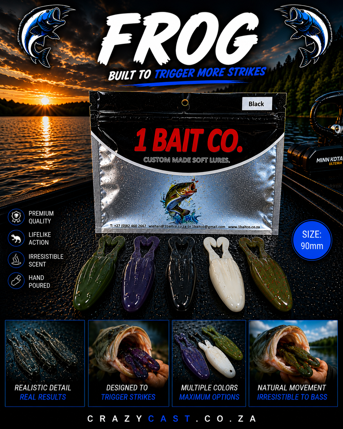 1 Bait Co. Frog Soft Lure 90mm – Built to Trigger More Strikes 🐸🎣