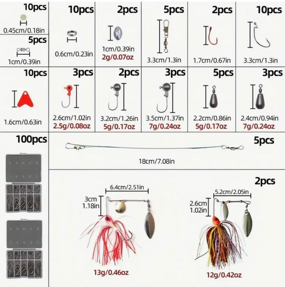 3-Layer Large Tackle Box with 606pcs Fishing Lure Kit & Accessories
